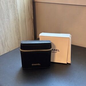 CHANEL Black and Gold Lipstick Case Travel Jewelry Case
